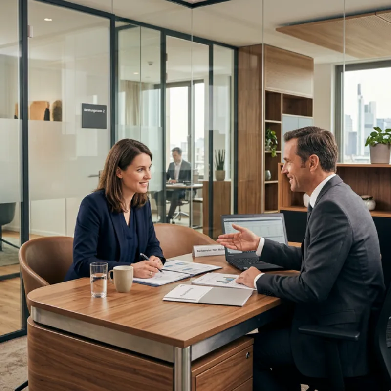 Beratungsgespräch in einer modernen Bank