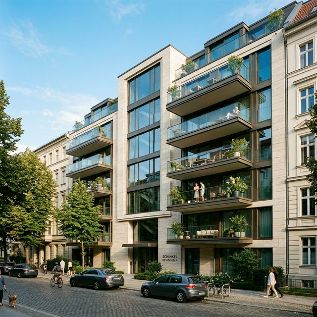 Modernes Luxus-Wohngebäude mit Glasfassade als Anlageimmobilie