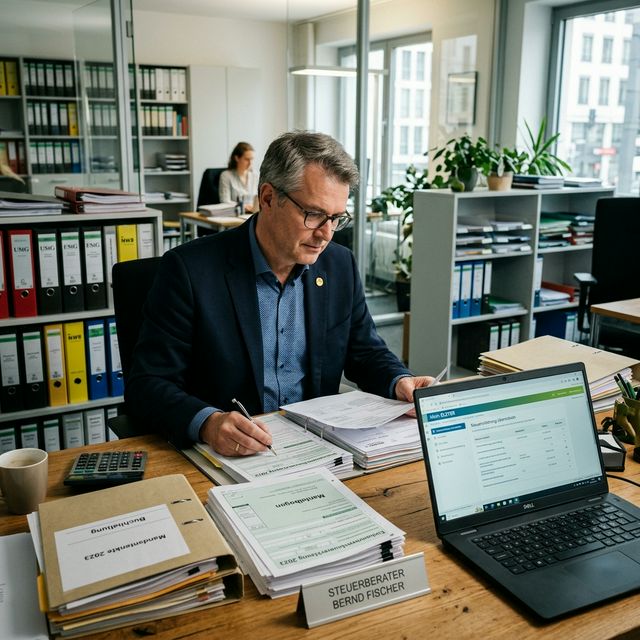 Steuerberater prüft Dokumente zur steuerlichen Absetzbarkeit von Kaufnebenkosten