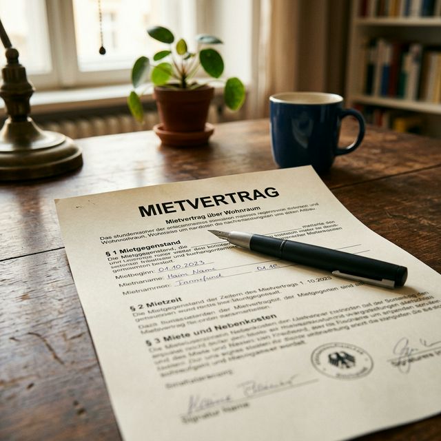 Nahaufnahme eines Mietvertrags und eines Mieterhöhungsschreibens auf einem Tisch