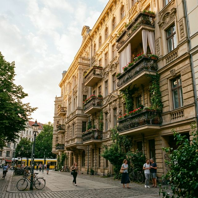 Typische Berliner Wohnhausfassade mit Altbau-Mietshäusern